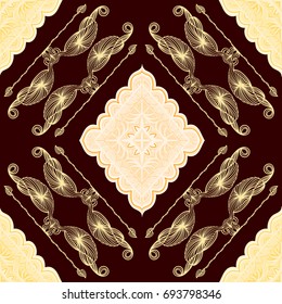 Abstract seamless background with decorative curly motifs. Ornamental lacy pattern. Vector illustration. Vintage elegant element for cards, invitations, scrapbook, web, wallpaper, textile,clothing.