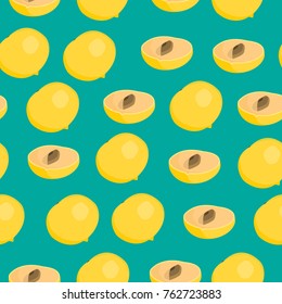 Abstract seamless background design cloth texture with abui fruit elements. Creative vector endless fabric pattern with shapes of small Pouteria caimito.