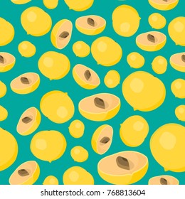 Abstract seamless background design cloth texture with abui fruit elements. Creative vector endless fabric pattern with shapes of small Pouteria caimito.