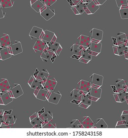 Abstract seamless background with dice. Noise structure with cubes. Vector image