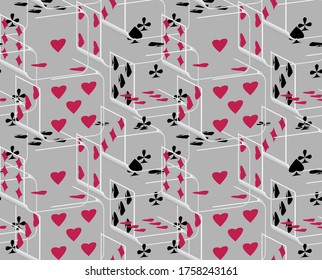 Abstract seamless background with dice. Noise structure with cubes. Vector image