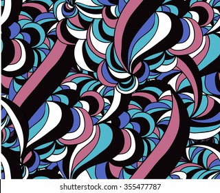 Abstract seamless background with doodling hand drawn elements, vector illustration.