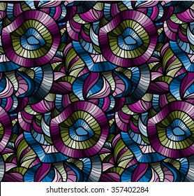 Abstract seamless background with doodling hand drawn elements, vector illustration.