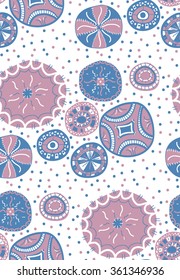 Abstract seamless background with doodling hand drawn elements, vector illustration.