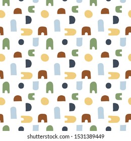 Abstract seamless background of drawn geometric elements, abstract shapes. For fabric, paper, covers, other surfaces