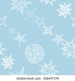 abstract seamless background, fantasy hand drawn stars