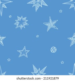abstract seamless background, fantasy hand drawn stars