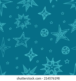 abstract seamless background, fantasy hand drawn stars