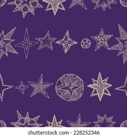 abstract seamless background, fantasy hand drawn stars