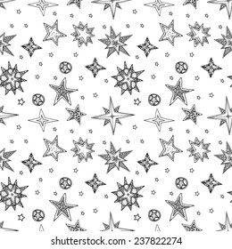 abstract seamless background, fantasy hand drawn stars