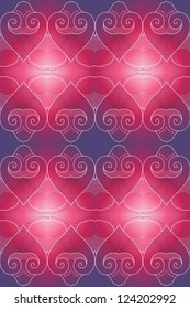 Abstract seamless background. Filigree lacy pattern reminiscent of the heart. Easy to change colors.