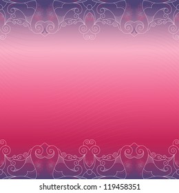 Abstract seamless background. Filigree spiral design in pink and purple colors with a gradient.
