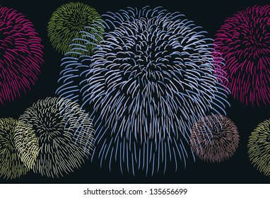 Abstract seamless background with a fireworks. Vector