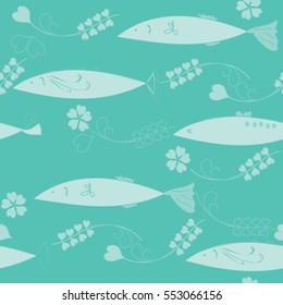 Abstract seamless background with fishes
