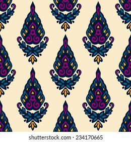 Abstract seamless background floral damask vector pattern