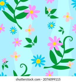 Abstract seamless background with flowers and plants. Pattern for fabric or wallpaper. Vector image.