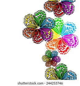 Abstract seamless background flowers stripes. Vector