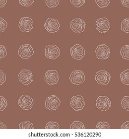 Abstract seamless background with flying beige roses silhouette. Seamless pattern with beige roses. Vector illustration.