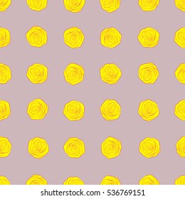 Abstract seamless background with flying neutral, yellow and pink roses. Seamless pattern with neutral, yellow and pink roses. Vector illustration.