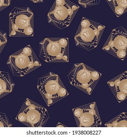 Abstract seamless background. Geometric pattern with cubes and spheres. Vector image