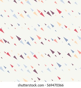 Abstract seamless background with geometric patterns of bright triangles. White background.