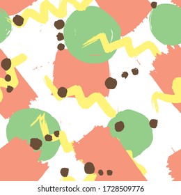 Abstract seamless background with geometrical figures hand-drawn texture brushes. vector illustration