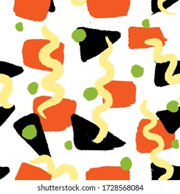 Abstract seamless background with geometrical figures hand-drawn texture brushes. vector illustration