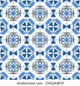 Abstract seamless background. Geometrical Pattern design in Aztec symbols, Ethnic Style. Blue embroidered, ideal for men shirt, male fashion, tote, bag, Wallpaper, backdrop.