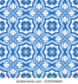 Abstract seamless background. Geometrical Pattern design in Aztec symbols, Ethnic Style. Blue embroidered, ideal for men shirt, male fashion, tote, bag, Wallpaper, backdrop.