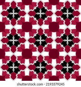 Abstract seamless background. Geometrical Pattern design in Aztec symbols, Ethnic Style. Red embroidered, ideal for men shirt, male fashion, tote, bag, Wallpaper, backdrop.