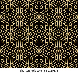 abstract seamless background with geometry shape. vector. modern ornament. for interior design, wallpaper, textile, decor, fabric. black, gold color
