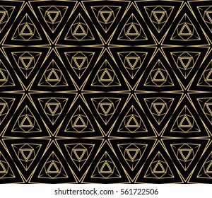 abstract seamless background with geometry shape. vector. modern ornament. for interior design, wallpaper, textile, decor, fabric. black, gold color