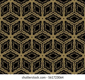 abstract seamless background with geometry shape. vector. modern ornament. for interior design, wallpaper, textile, decor, fabric. black, gold color
