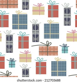 Abstract seamless background with gift box.