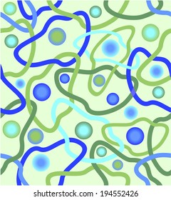 Abstract seamless background in green and blue design with gradient balls