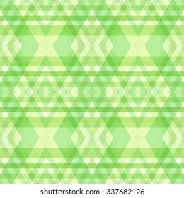 Abstract seamless background with green geometric ornament. Vector graphic pattern