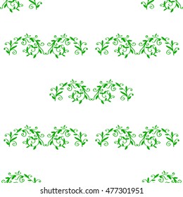 Abstract seamless background with green herbal motifs, vector illustration
