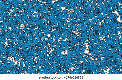 Resumen de fondo transparente. Textura gruesa de elementos caóticos de azul y blanco. Patrón de objetos dispuestos al azar para imprimir en tela, papel de envoltura