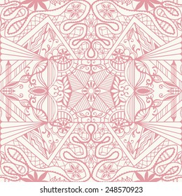 Abstract seamless background. Hand drawn floral and geometric pattern. Can be used for card design, wallpaper, pattern fills, web page background, surface textures.