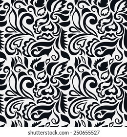 Abstract seamless background. Hand drawn floral and geometric pattern. Can be used for card design, wallpaper, pattern fills, web page background, surface textures.