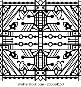 Abstract seamless background. Hand drawn geometric pattern. Can be used for card design, wallpaper, pattern fills, web page background, surface textures. Black and white