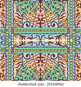 Abstract seamless background. Hand drawn floral and geometric pattern. Can be used for card design, wallpaper, pattern fills, web page background, surface textures.