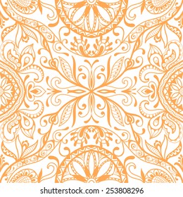 Abstract seamless background. Hand drawn floral and geometric pattern. Can be used for card design, wallpaper, pattern fills, web page background, surface textures.