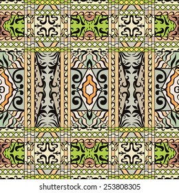 Abstract seamless background. Hand drawn floral and geometric pattern. Can be used for card design, wallpaper, pattern fills, web page background, surface textures.