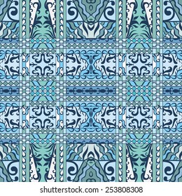 Abstract seamless background. Hand drawn floral and geometric pattern. Can be used for card design, wallpaper, pattern fills, web page background, surface textures.