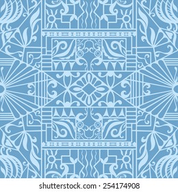 Abstract seamless background. Hand drawn floral and geometric pattern. Can be used for card design, wallpaper, pattern fills, web page background, surface textures.