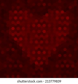 Abstract seamless background with heart of hexagons. Vector illustration