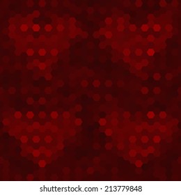 Abstract seamless background with hearts of hexagons. Vector illustration