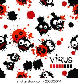 Abstract seamless background of ink stains virus. Vector