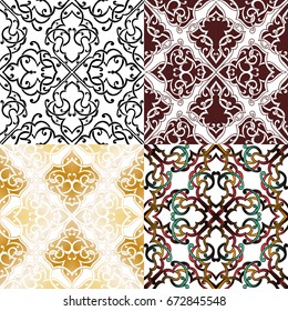 Abstract seamless background with Islam, Arabic, ottoman motives.